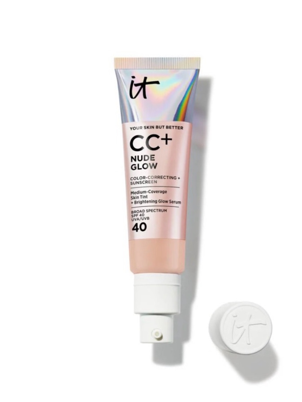 NIB New CC+ NUDE GLOW LIGHTWEIGHT FOUNDATION + GLOW SERUM WITH SPF 40 Light Med